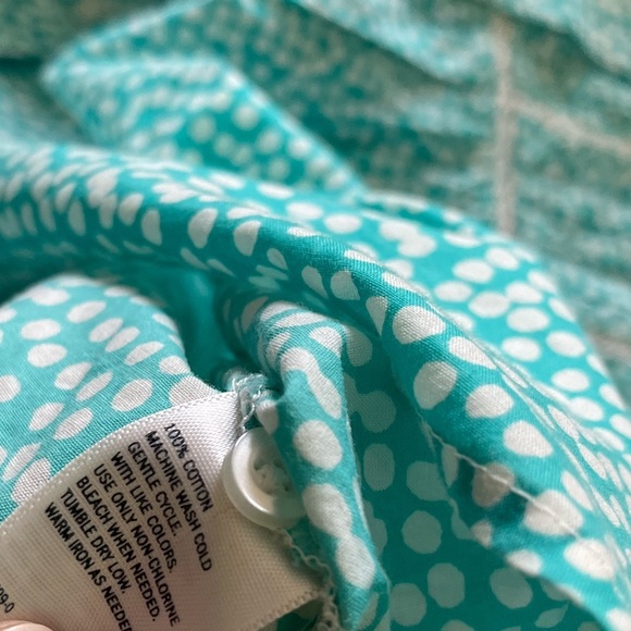 St. John’s Bay|Mint Blue Polka Dot Button Down Long Sleeve Blouse with Crotchet• - Picture 6 of 9